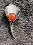 Srebrna broszka - Original ULRICH with real Amber - Sterling Silver925