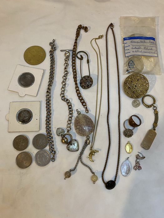 Monety bizuteria mix naszyjniki stare prl