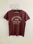 Abercrombie and Fitch bordowy t-shirt koszulka logo haft
