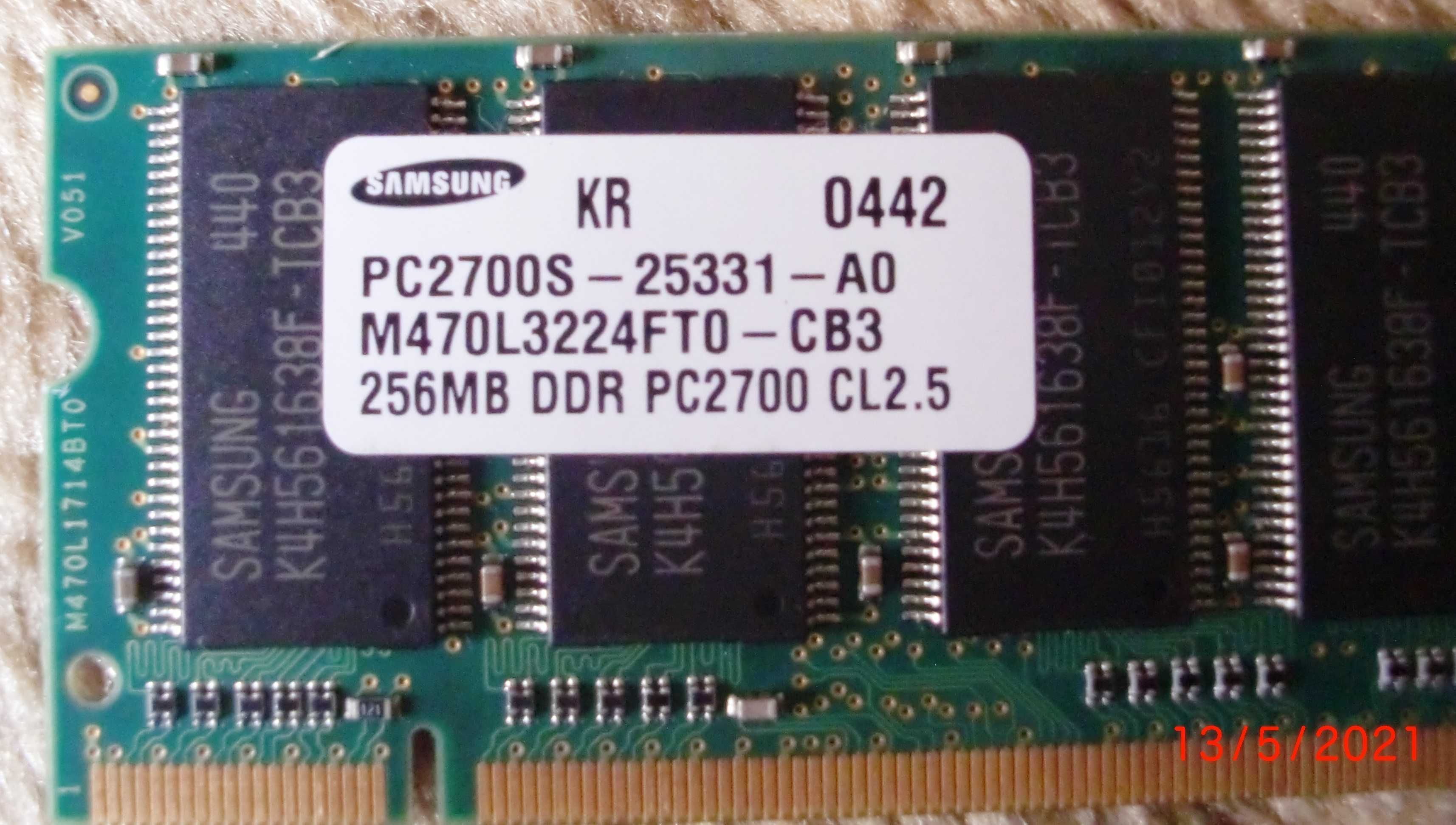 Memória DDR 256MB 333MHz para Portátil