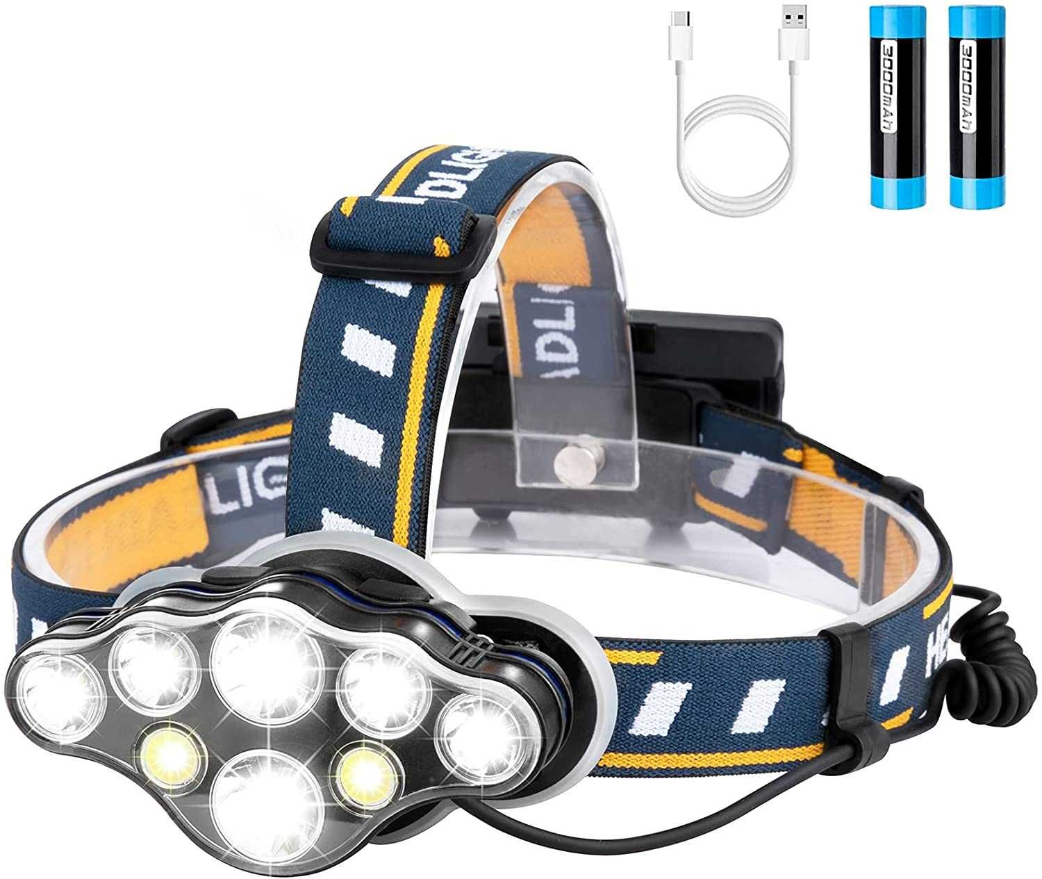 Mocna LATARKA CZOŁOWA 5 6 8 LED CREE Lampka Czołówka