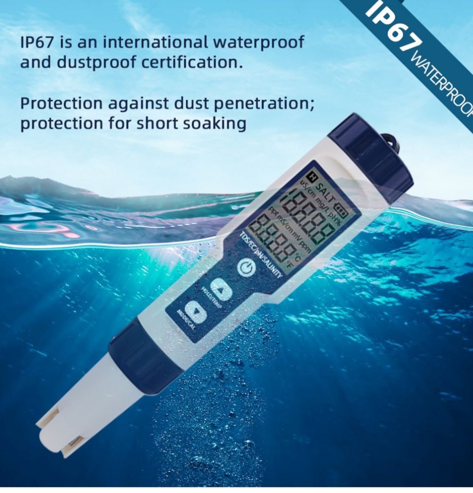 Измеритель качества воды Ph,TDS,EC метр ,температура ,солимер