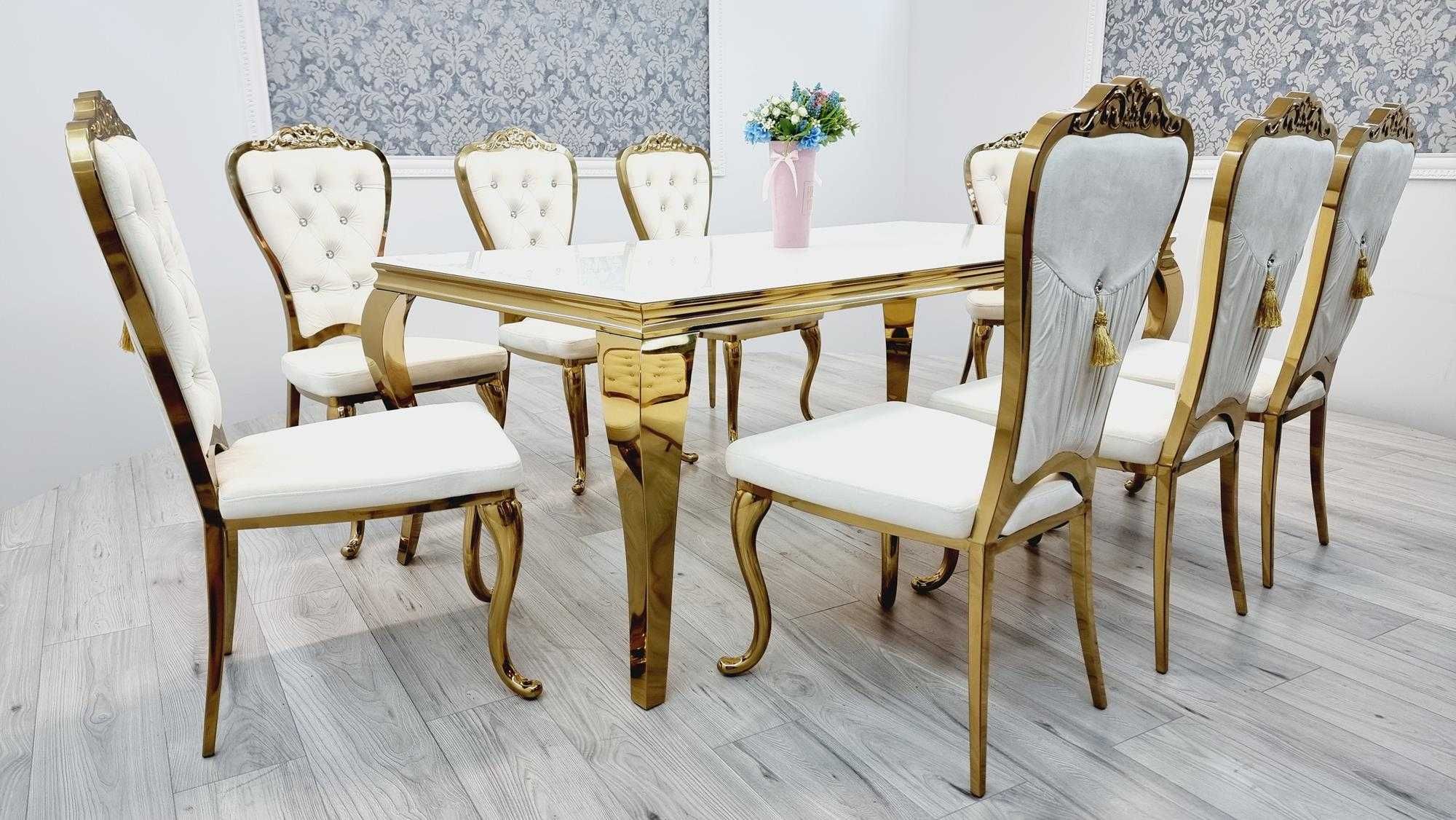 Stół Glamour 200x100 z 8 krzesłami Ludwik