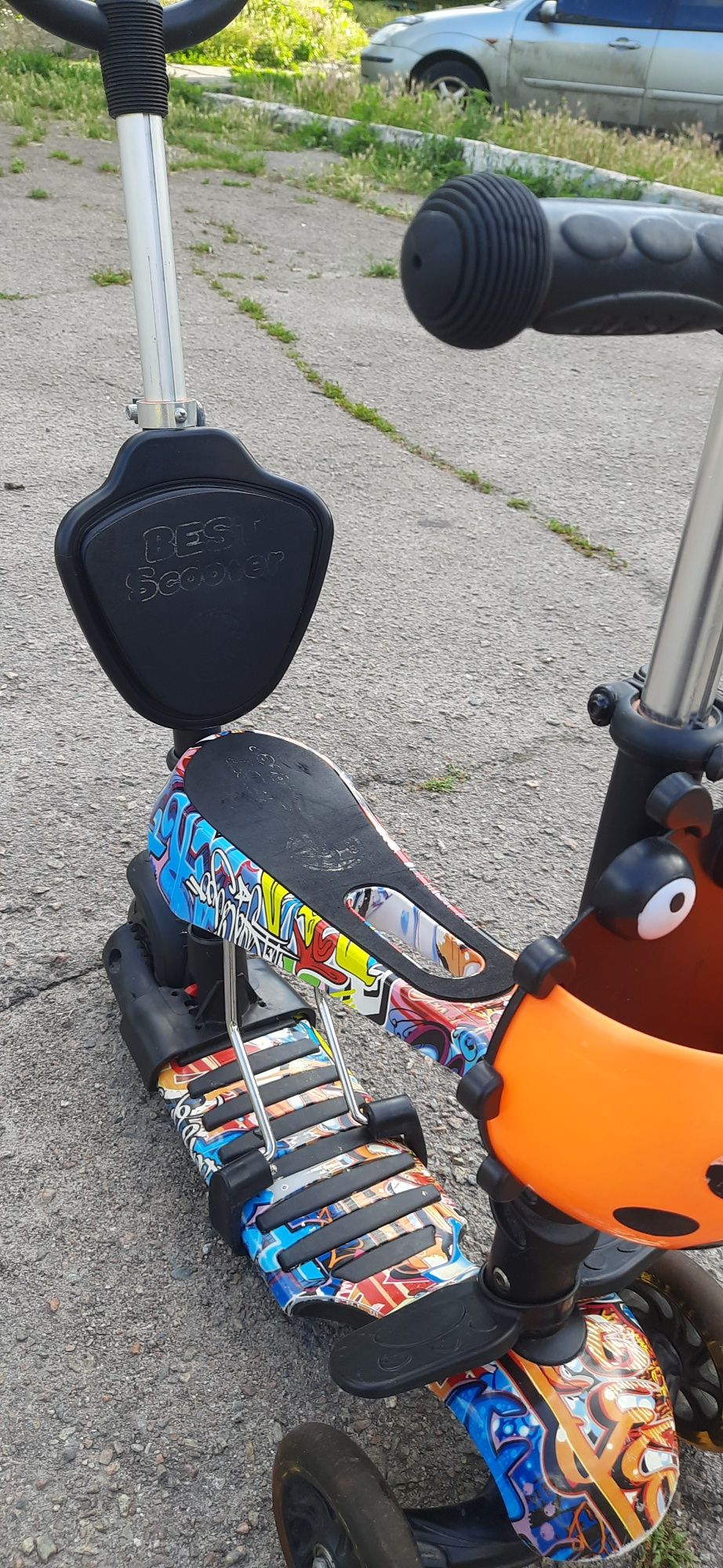 Детский трехколесный самокат Scooter 5 в 1 с родительской ручкой, сиде