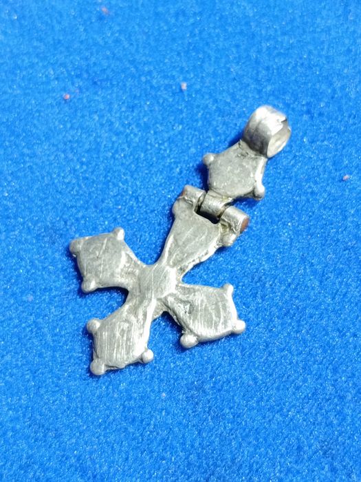 Cruz Prata Testada Copta Etiópia Séc XIX 4,1 cm 6,9 gr. Original