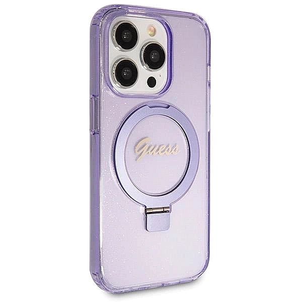 Etui Guess Ring Stand Script Glitter MagSafe na iPhone 14 Pro Max - fi