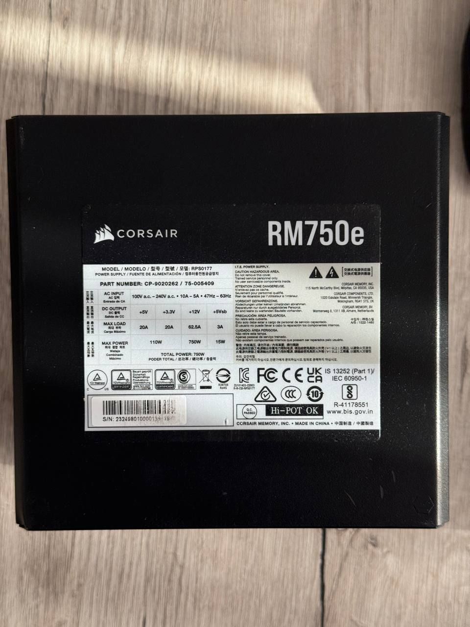 Блок живлення Corsair RM750e 750W 80 PLUS Gold (CP-9020262-EU)