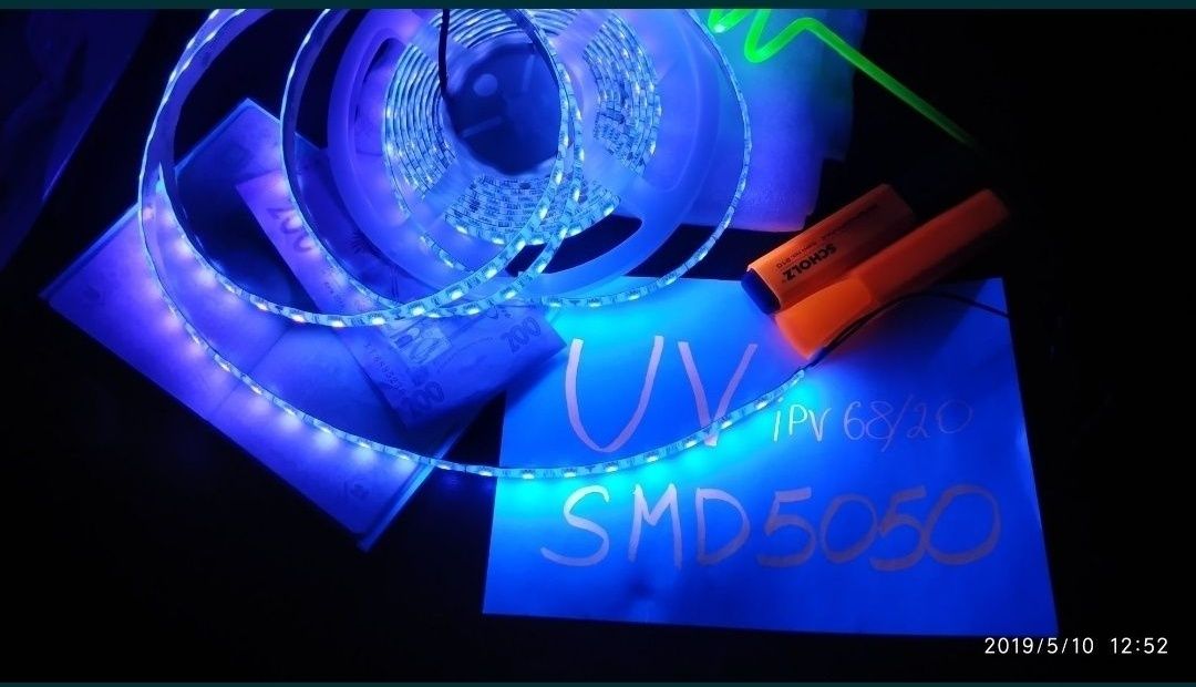 Ультрафиолетовая 12v SMD5050 лента подсветка в аквариум