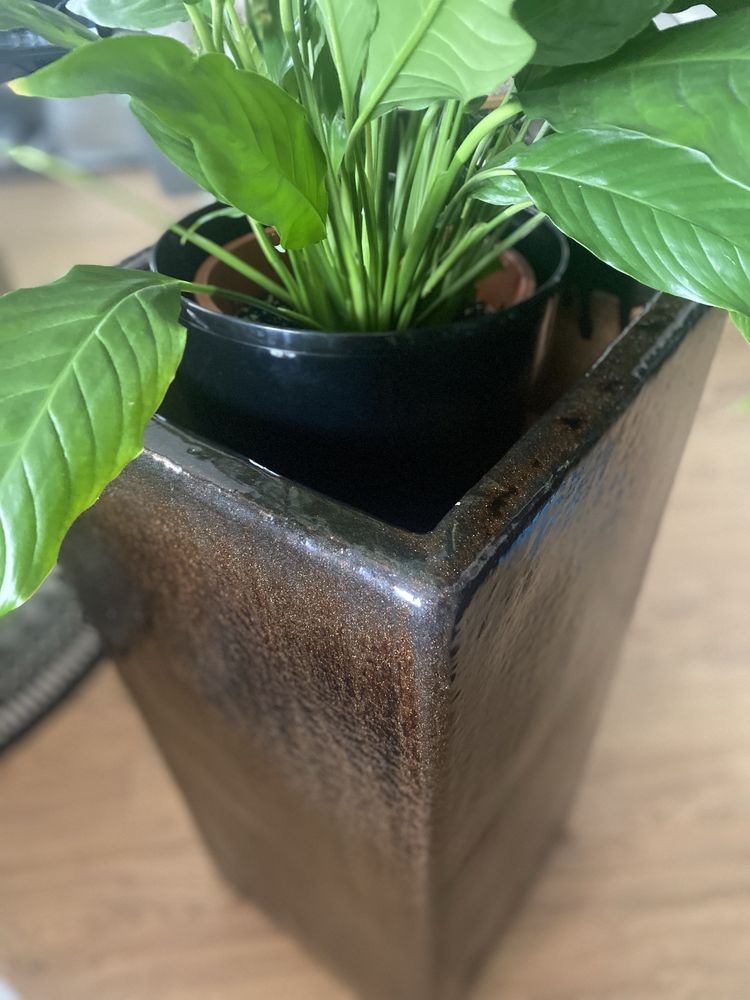 Donica ceramiczna 80 cm brąz