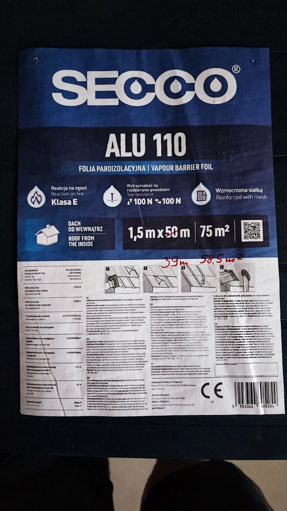 Folia aluminiowa paroizolacyjna zbrojona