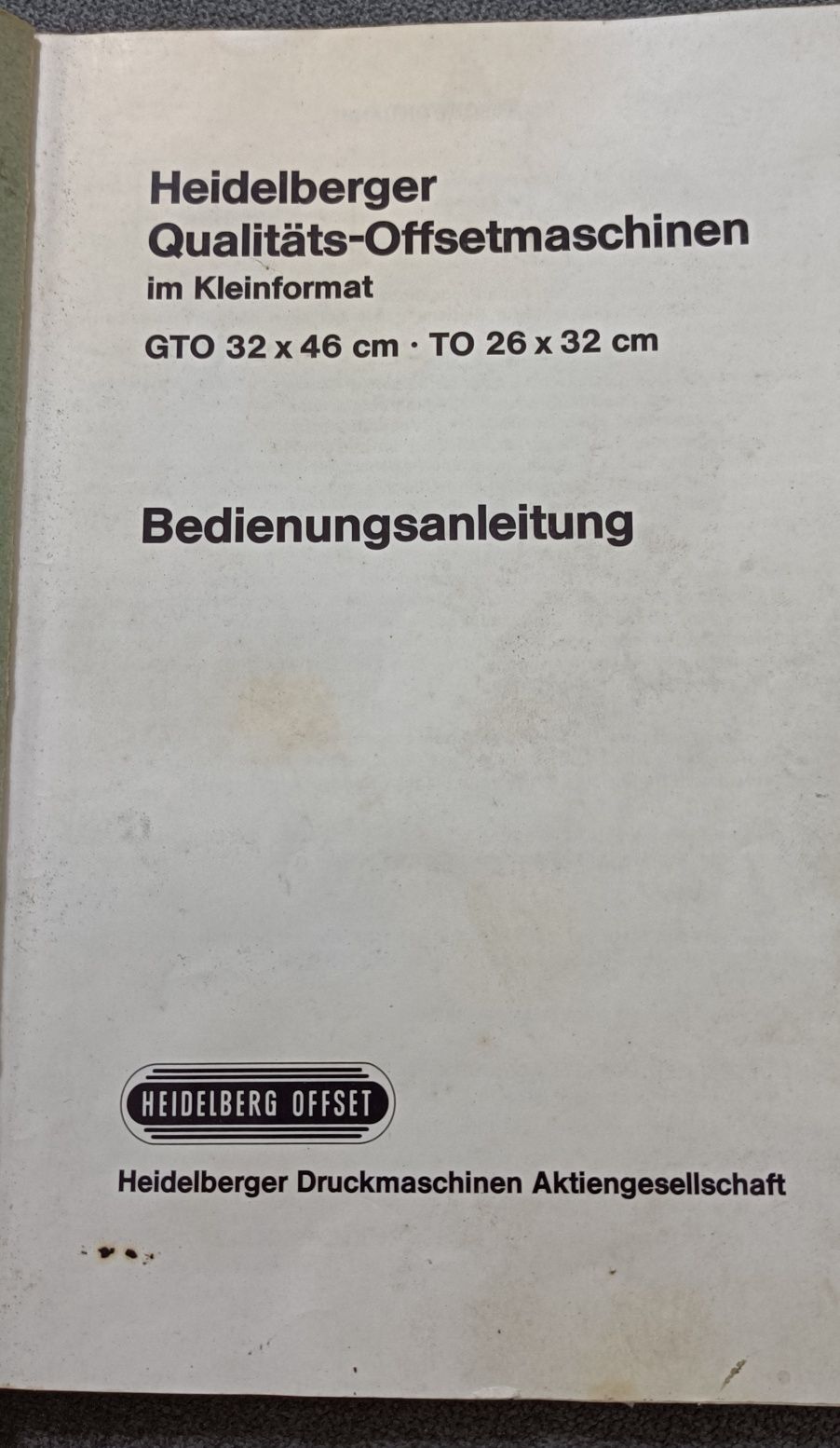 Manual Heidelberg Offset GTO