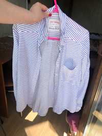 Рубашка сорочка літо шовк розмір S біло-блакитна літня