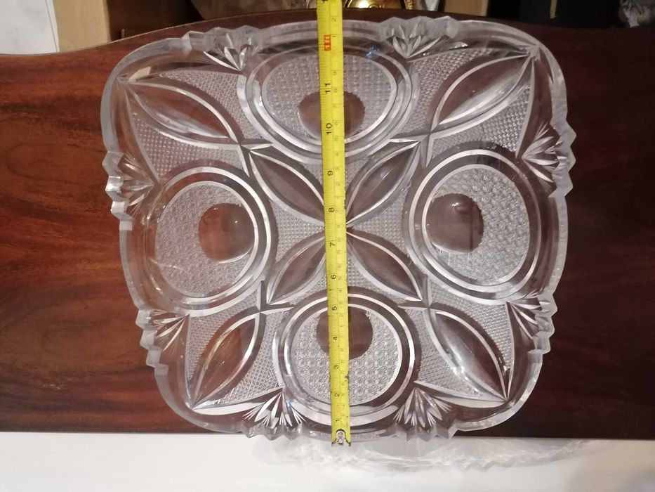 Taça de cristal maciço lapidado – anos 60/70 – 32 cm, 3 kg – vintage