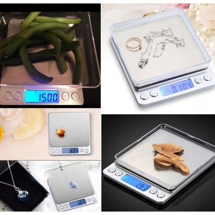Waga jubilerska kuchenna LCD Dokładny Pomiar 0,1-500G Srebrna