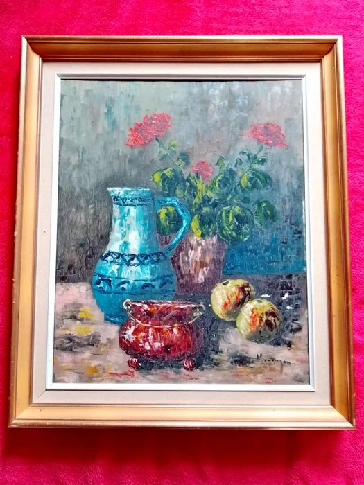 Stary obraz na płótnie sygnowany  .