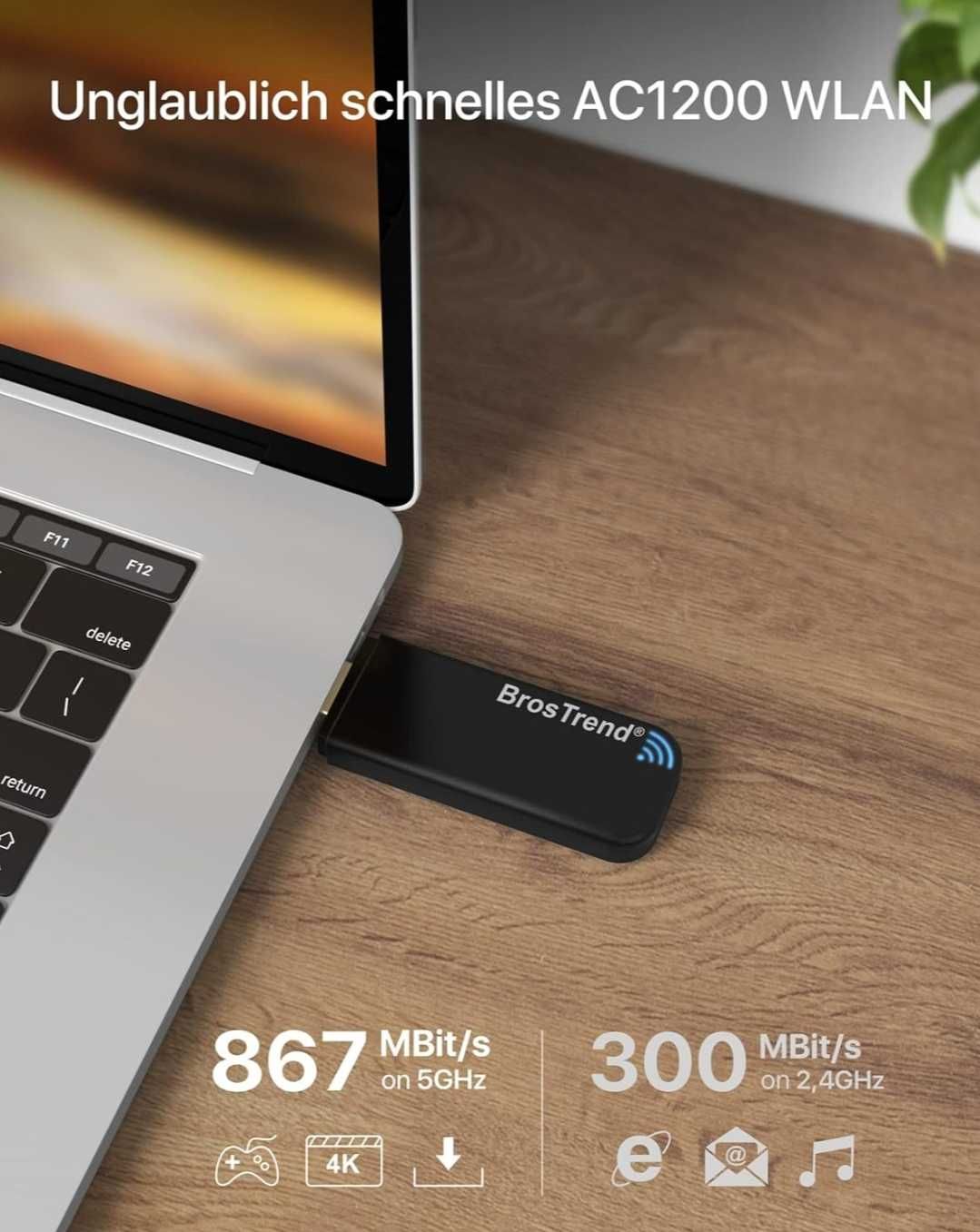Adapter USB WiFi BrosTrend AC1 1200 Mb/s