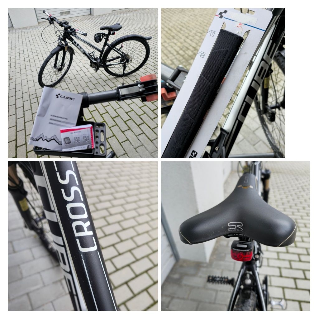 Mało używany Cube Cross Pro Cls Damski 28" 45cm, markowe akcesoria!!!