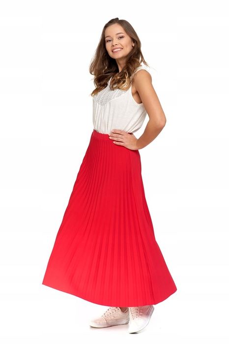 Plisowana Spódnica Maxi Długa Damska Na Gumce Wygodna Elegancka Moraj
