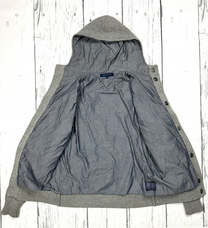 Tommy Hilfiger Wełniana Bluza Rozpinana z Kapturem Damska Logowana r.