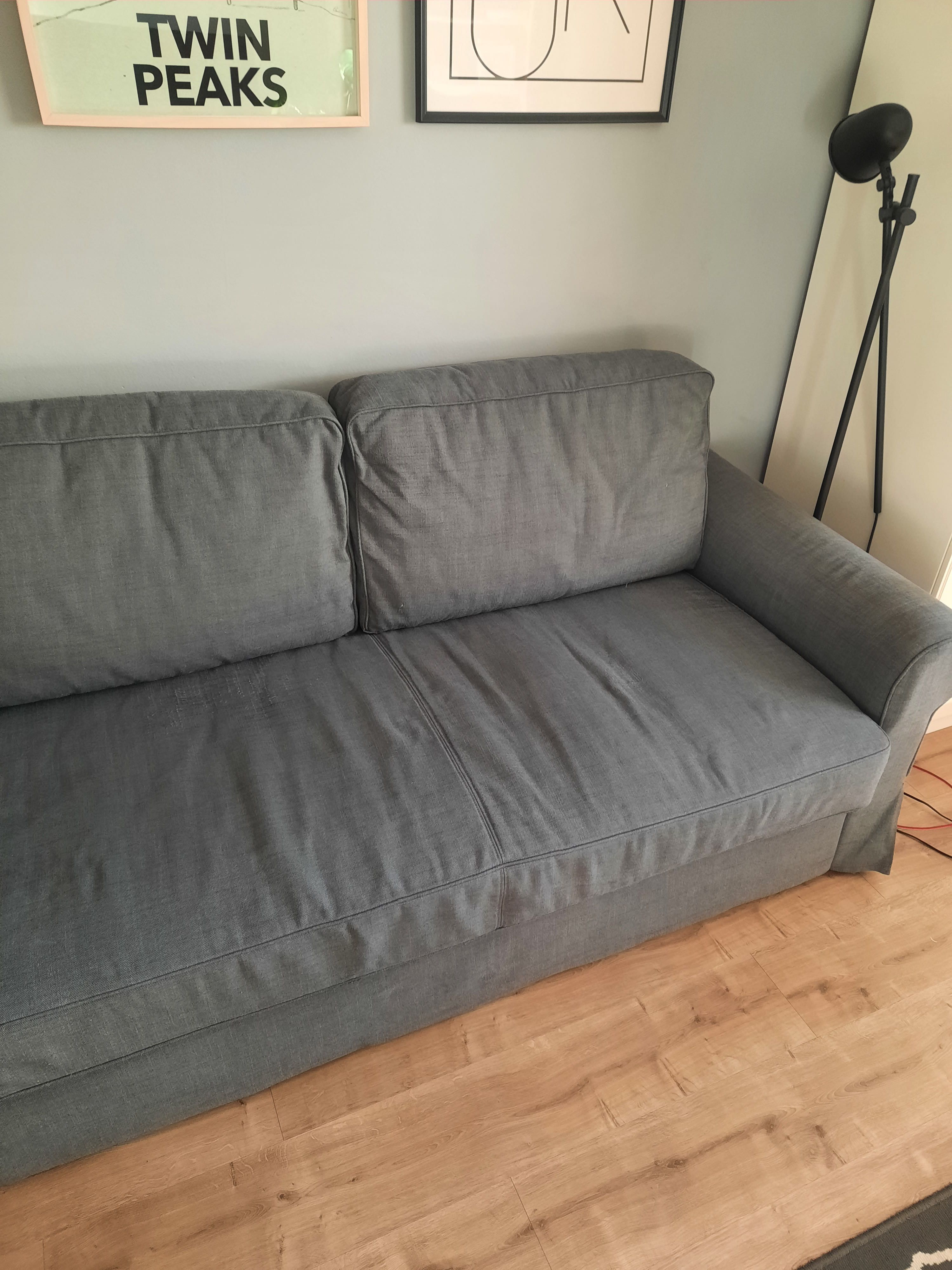 Sofa Backabro 3 osobowa rozkładana szara ikea zdejmowane pokrycie