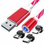 MAGNETYCZNY KABEL 3 w 1 led czerwony szybka wysyłka