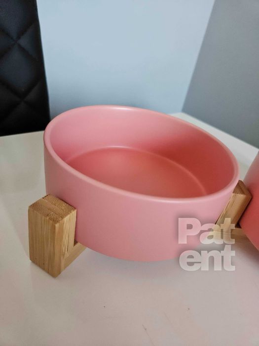 Miski ceramiczne dla psa kota zestaw 2 sztuki x 400 ml różowe
