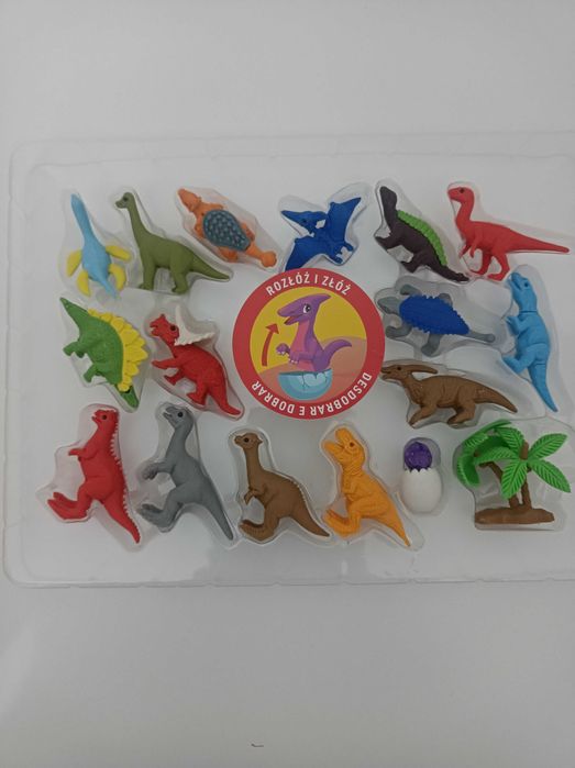Nowe gumki do ścierania z dinozaurami Dino ruchome elementy