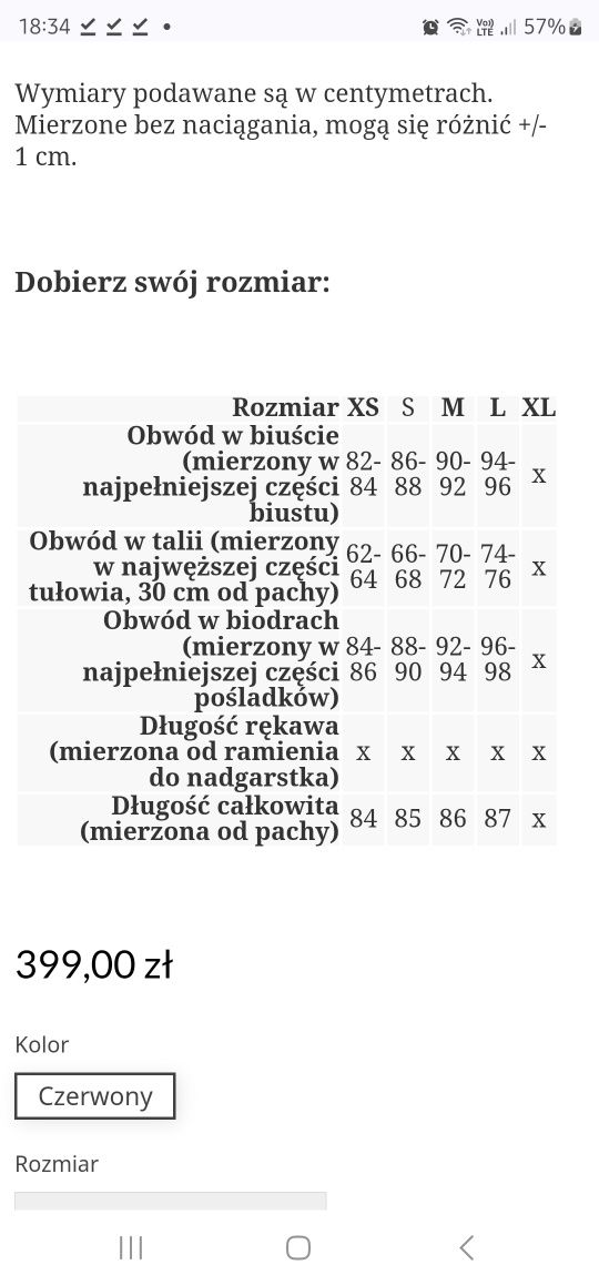 Sukienka czerwona rozmiar L