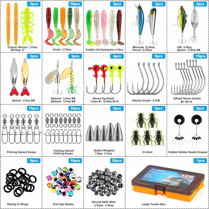 Skrzynka Wędkarska Zestaw 137 Przynęt na Ryby Akcesoria Haczyk Spławik