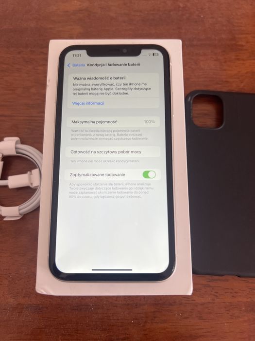 IPhone 11 64GB 100% powiekszona baterii Etui kabel szklo