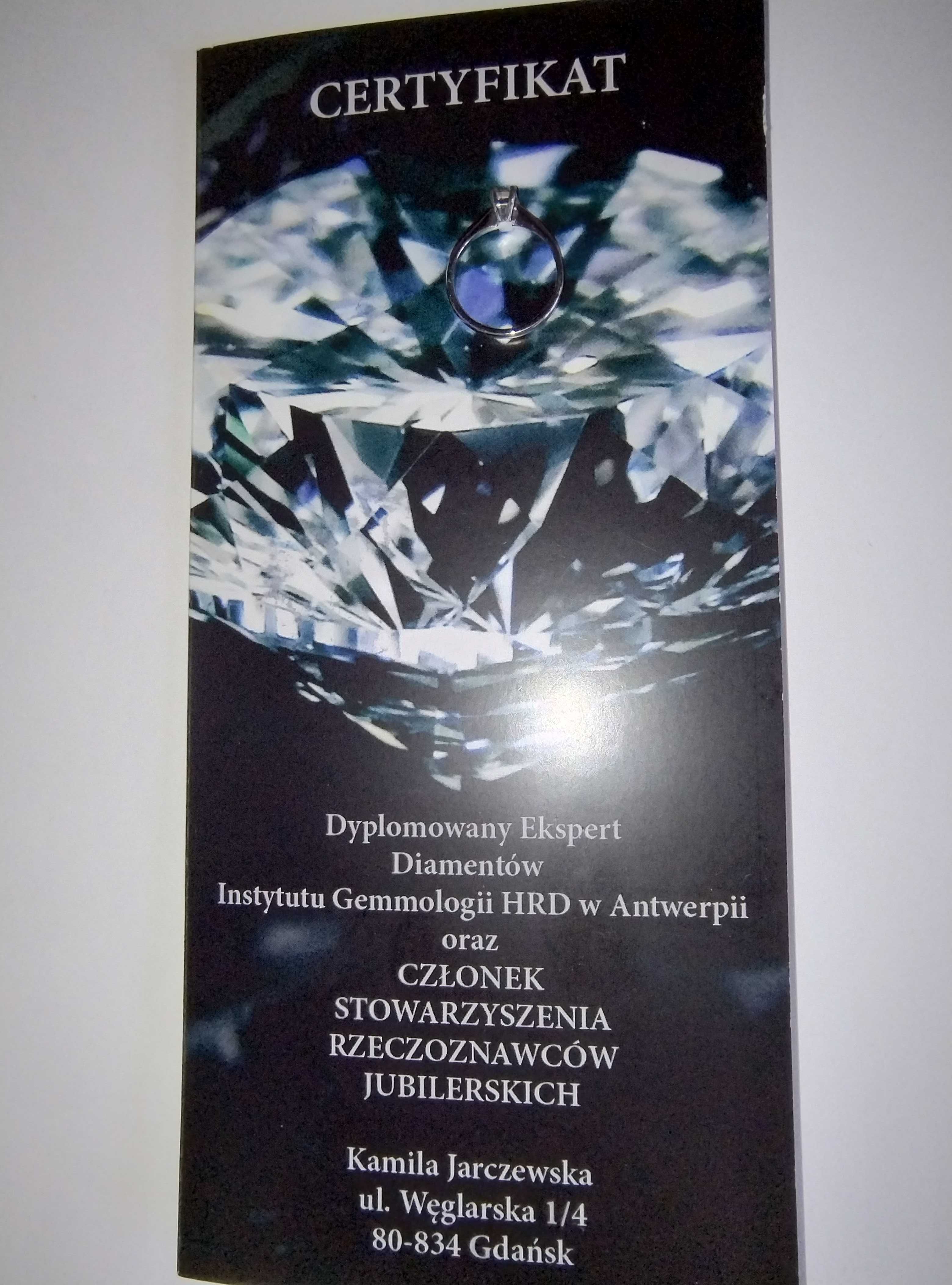 Platynowy 950 pierścionek 4,03g z diamentem naturalnym 0,5ct VS1/H-I