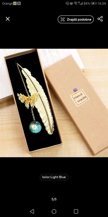 Zakładka biżuteryjne do książki motyl pióro