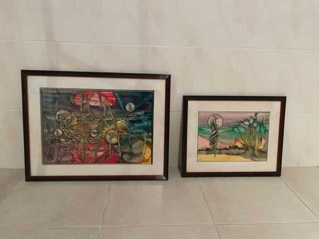 Conjunto 2 quadros em aguarela