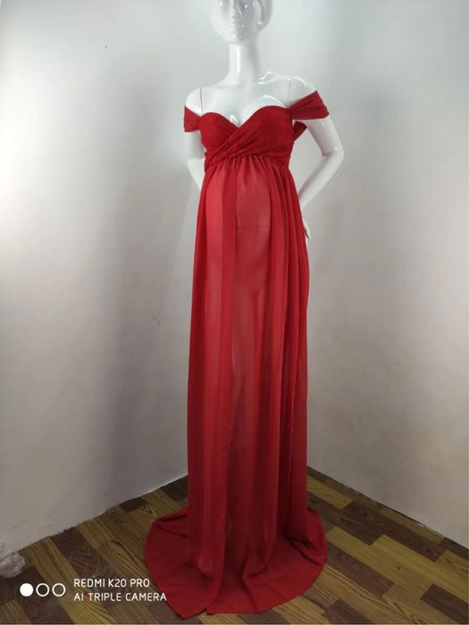 Suknia do sesji ciazowej szyfonowa z rozcieciem S,M,L,XL