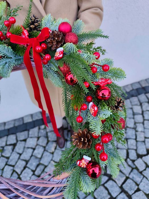 Wieniec na drzwi, ścianę 45 cm, wianek świąteczny, Boże Narodzenie