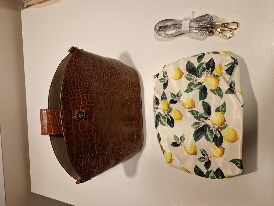 Nowa torebka 2 w 1, crossbody Oriflame Drift Dee brąz skóra krokodyl