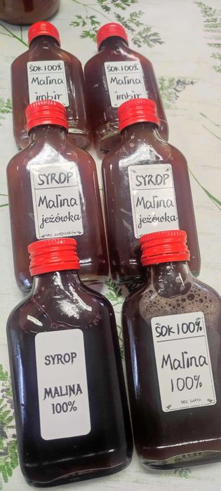 Syrop malinowy - sok malinowy 100% - malina z imbirem