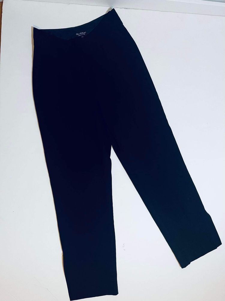 Spodnie eleganckie w kantke xs szerokie mom fif czarne 34