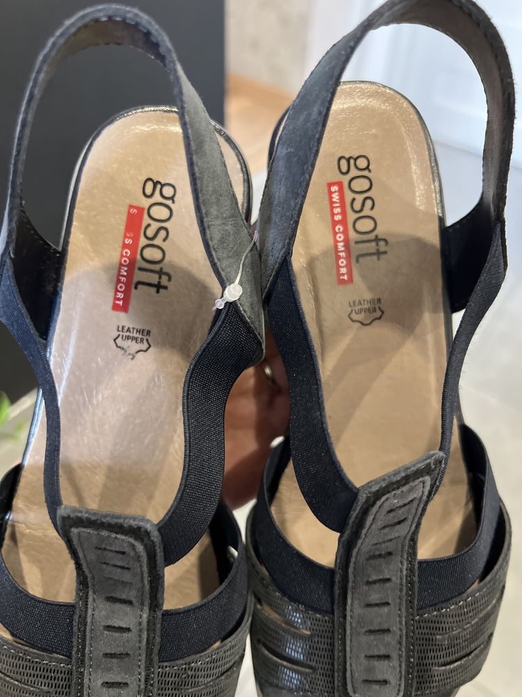 Sandały damskie skórzane nowe wygodne niski obcas Go Soft 39