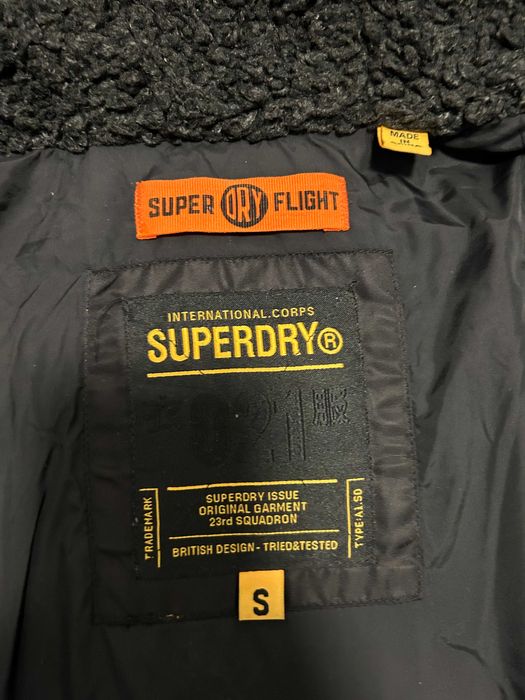 SUPERDRY kurtka zimowa chlopiec męska S czarna gruba oryginalna