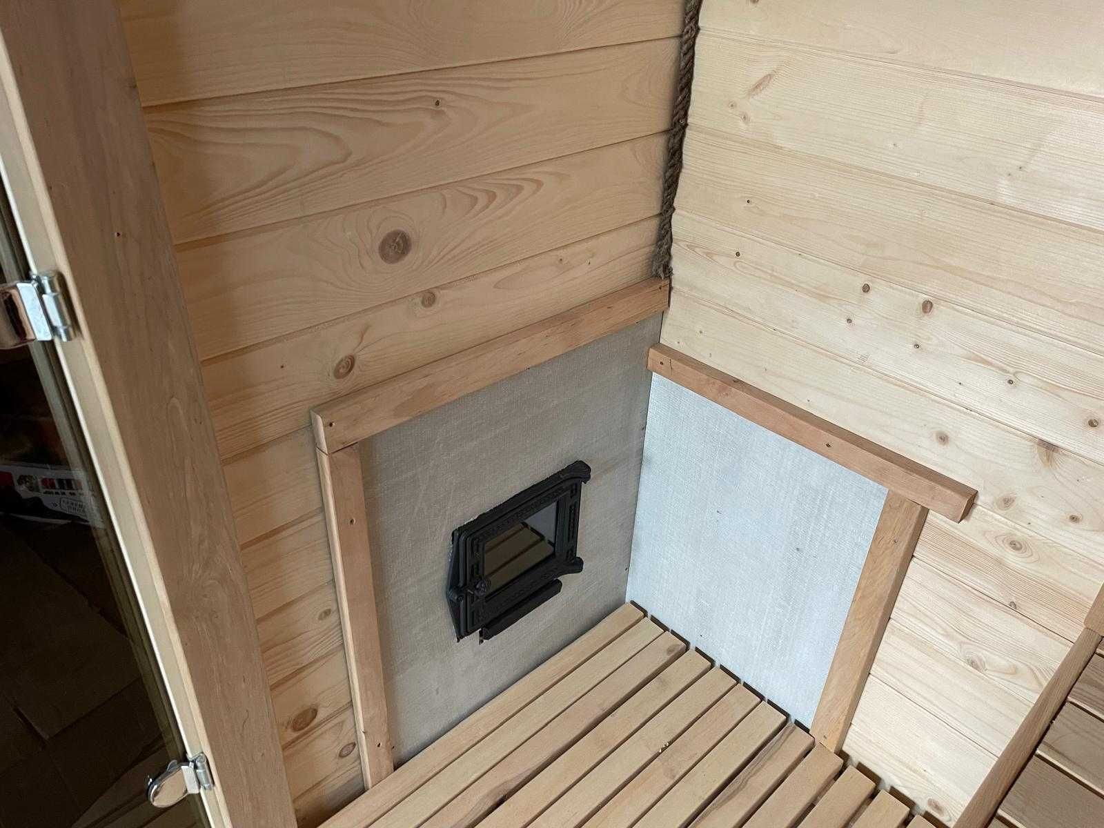Sauna ogrodowa 400x210 z przedsionkiem, piec na drewno od ręki PROMO