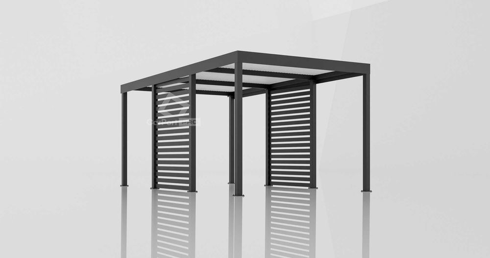 CarPort PREMIUM - wiata samochodowa 3x5 - antracyt - zabudowa  CP105