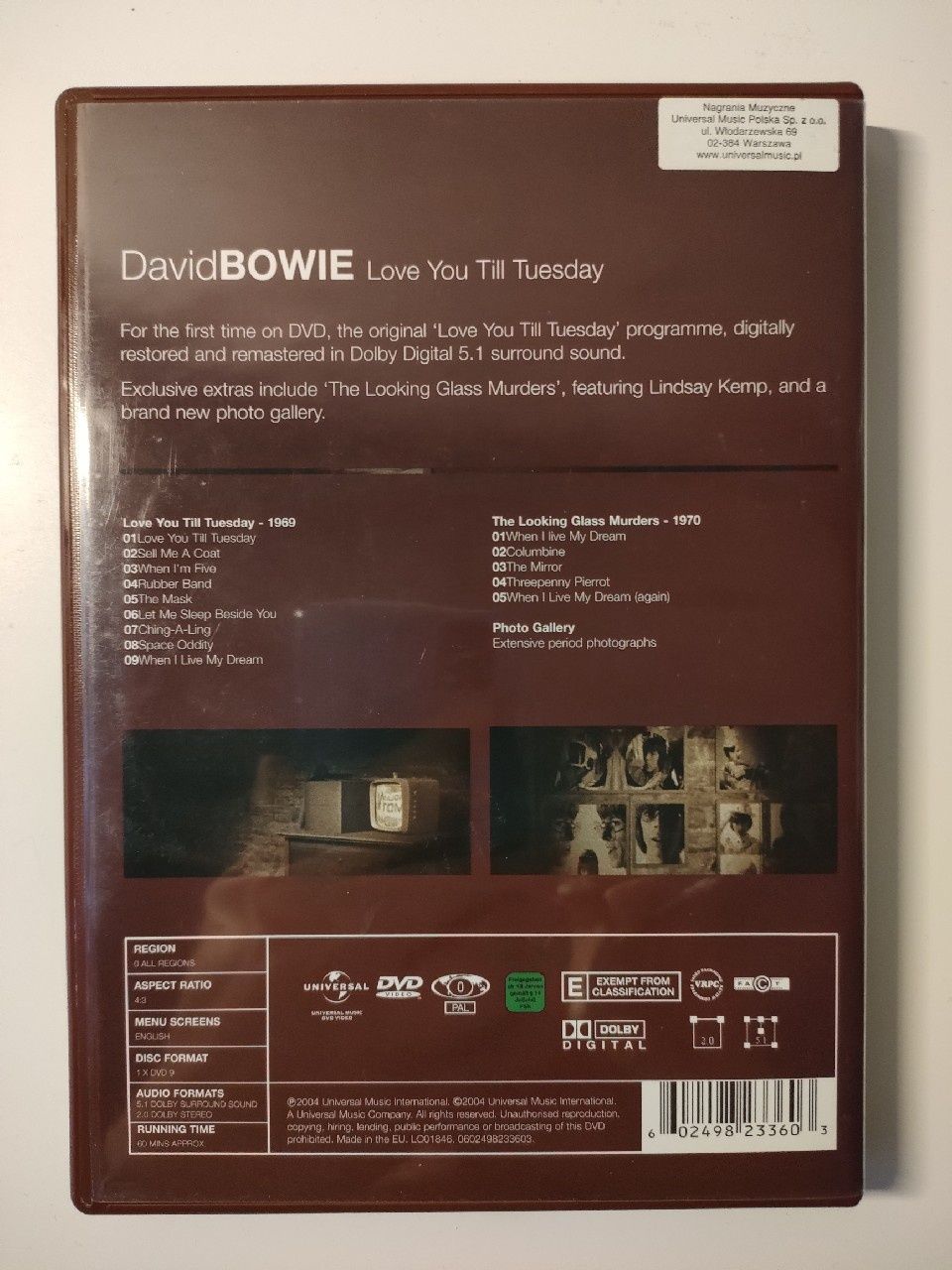 Dawid Bowie "Love you till tuesday" DVD