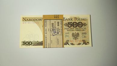 Paczka bankowa 500zł PRL 1982r.