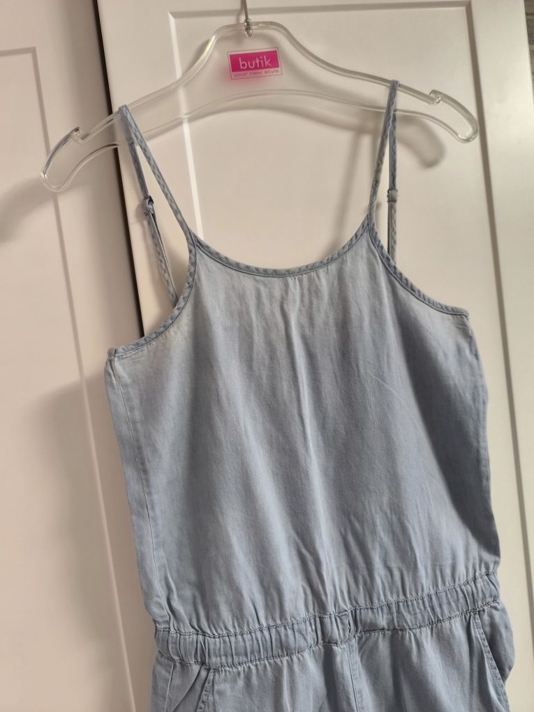 Uroczy jeansowy kombinezon dla dziewczynki rozmiar 152 cm , 100% baweł