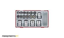 Conjunto de chaves com quadra de 3/8 e 1/2 Teng Tools TTBE18