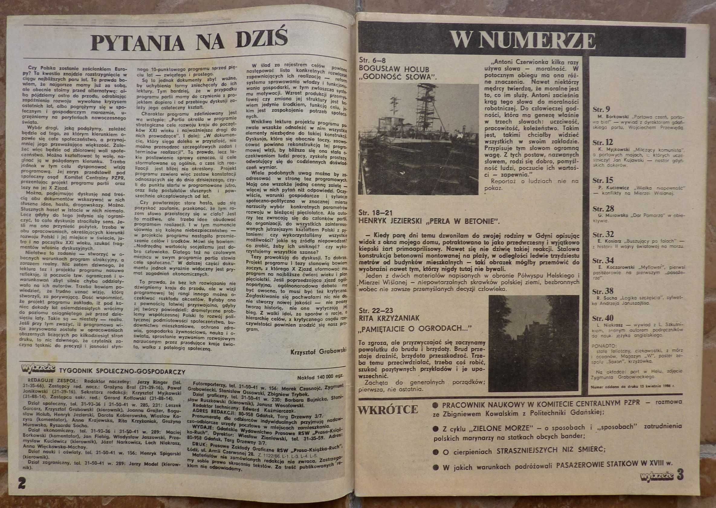 WYBRZEŻE tygodnik nr 17/1986 - plakat - zespół SAXON