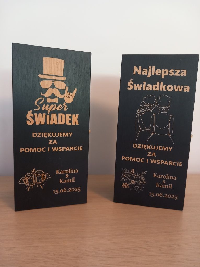 Podziękowanie dla świadków  2 x pudelko na whisky czarne ślub wesele