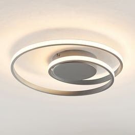 Lampa sufitowa LED ściemniana, Lindby Kyron, 2200 lm, 40cm, srebrna t