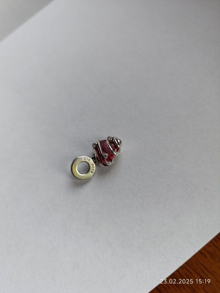 Nowa zawieszka charms serce różowe spirala 925 bransoletek Pandora